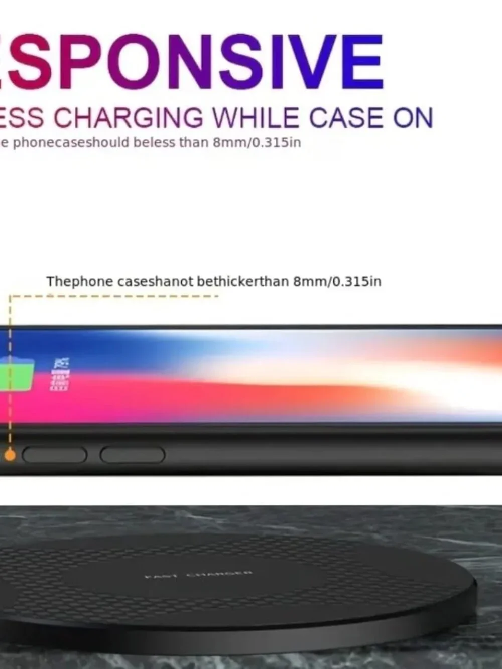 10W Wireless Charger Pad Stand Desktop Ultra-Thin Fast Charging Dock Station